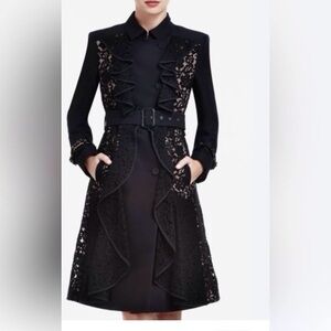 BCBGMaxAzria Black Lace Trench Coat